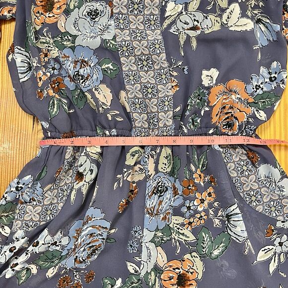 O'Neill Dark Floral Romper Shortall Size Med 1 Piece Blouson Romantic Boho Blue - Picture 4 of 16
